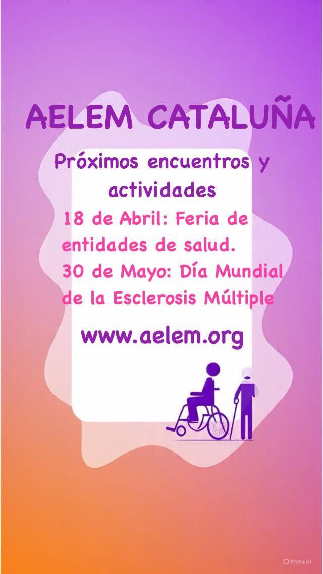 dasmi73's tweet photo. 📢 AELEM Cataluña sigue sumando por la EM
🗓️ 18 ABR: Feria de Entidades de Salud. Punto de encuentro para informar y sumar red. 
🗓️ 30 MAY: Día Mundial de la EM. Alzamos la voz con acciones abiertas a todos.
Te esperamos 💪 Más info ⬇️

#EsclerosisMúltiple #AELEM #Cataluña https://t.co/LbNQ3qm9wd