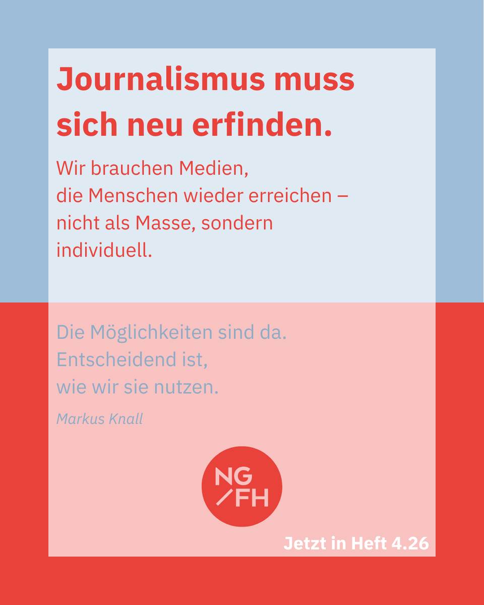 NeueHefte's tweet photo. Journalismus muss Menschen wieder erreichen – individuell, nicht als Masse @markk78 
📕 April Ausgabe der NG/FH
#Medien #Journalismus #NGFH https://t.co/LUcvl65S1L