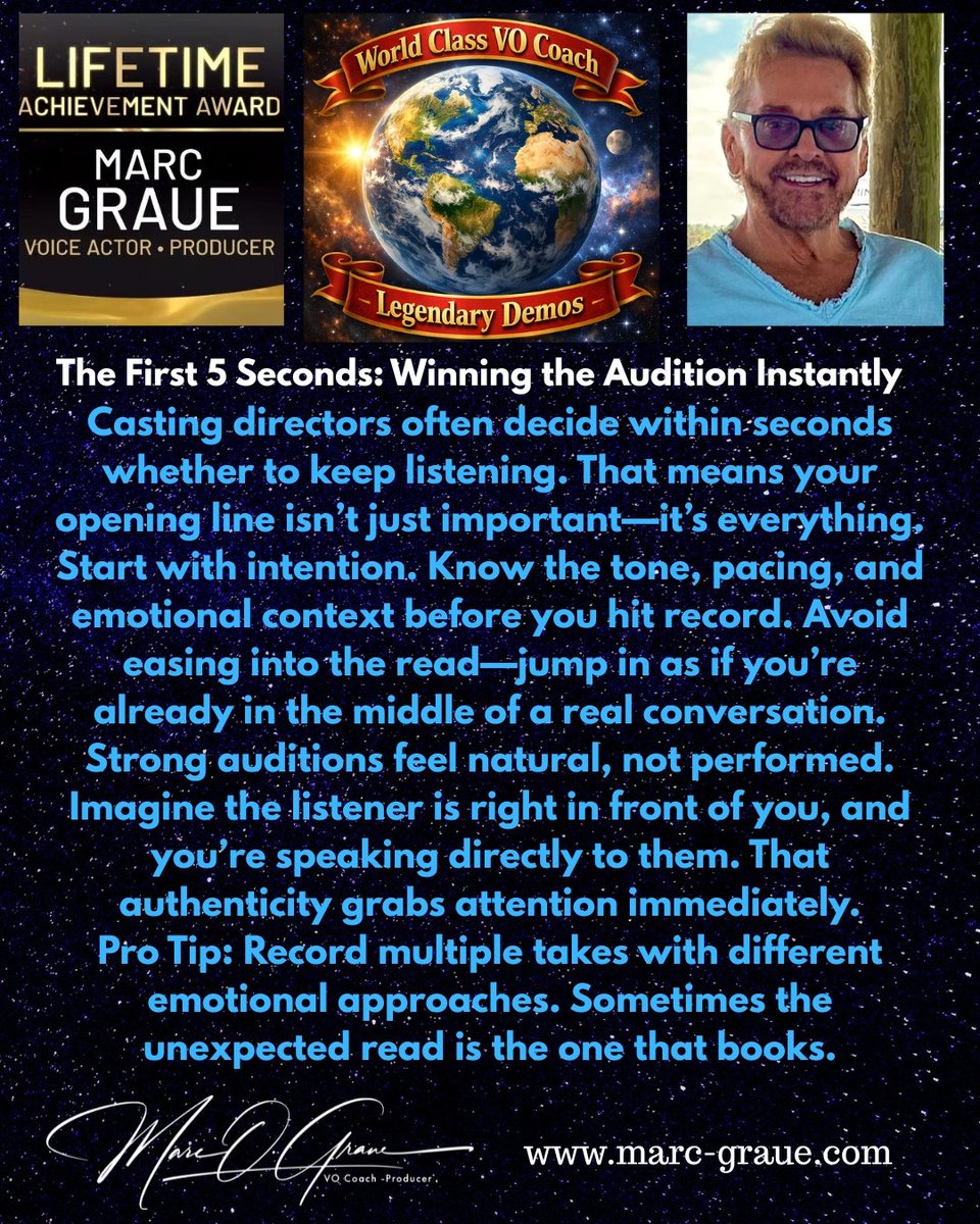 marcgraue's tweet image. Grabbing attention immediately with your auditions..first impressions are critical! #voiceover #auditions #voiceacting #vocoach #auditiontricks #everyoneシ゚ #followersシ゚ #bookings
#highlightsシ゚ #voiceactor #voiceactress Marc Graue