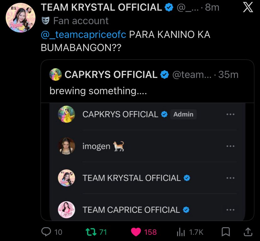kryzrei_'s tweet image. ang hindi kaya ng capkrys gawin sa comment section is ginawa na lang ng mga ofc nila 😭🤚🏻
