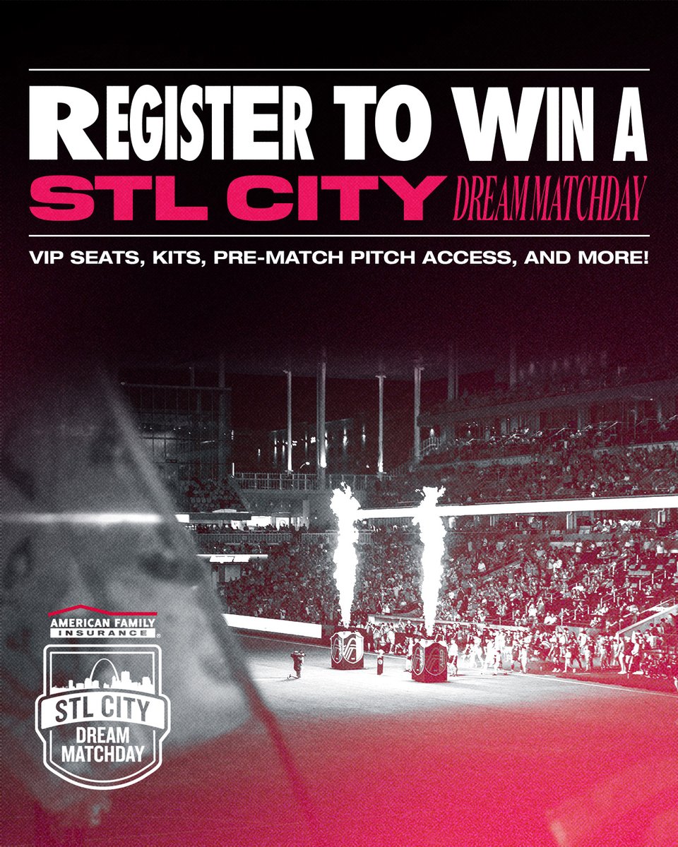Here is your chance to enter the <a href="/amfam/">American Family Insurance</a> STL CITY Dream Matchday Sweepstakes! Win VIP Seats, CITY kits, pre-match pitch access and more 🏟️

✍️ amfam.com/sponsorships/c…