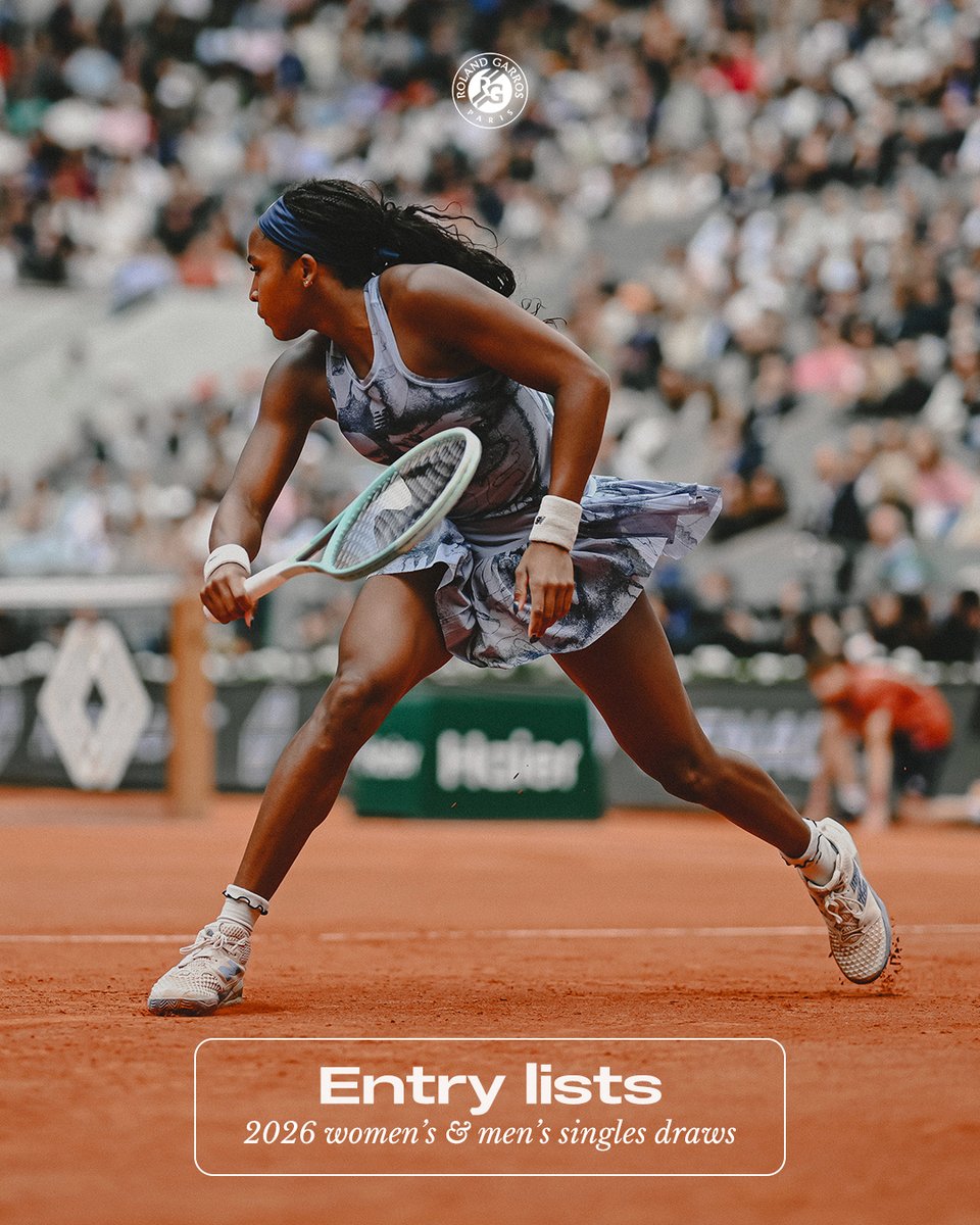 rolandgarros's tweet image. The 2026 entry lists for both women's &amp;amp; men's singles draws are here! 

Check them out on rolandgarros.com

#RolandGarros