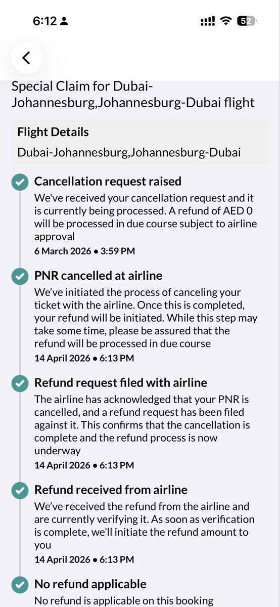 ningningsg's tweet photo. @makemytripcare Why your app updated a refund amount of $0 from what the airlines has refunded $882.8 (to you)? Is @makemytrip taking customer’s money just like this during the crisis time? Over 1 month’s follow up, you promised the full refund 1 month ago, now $0? @Dubai_DED #dubai #travel https://t.co/OInNHPmdQs