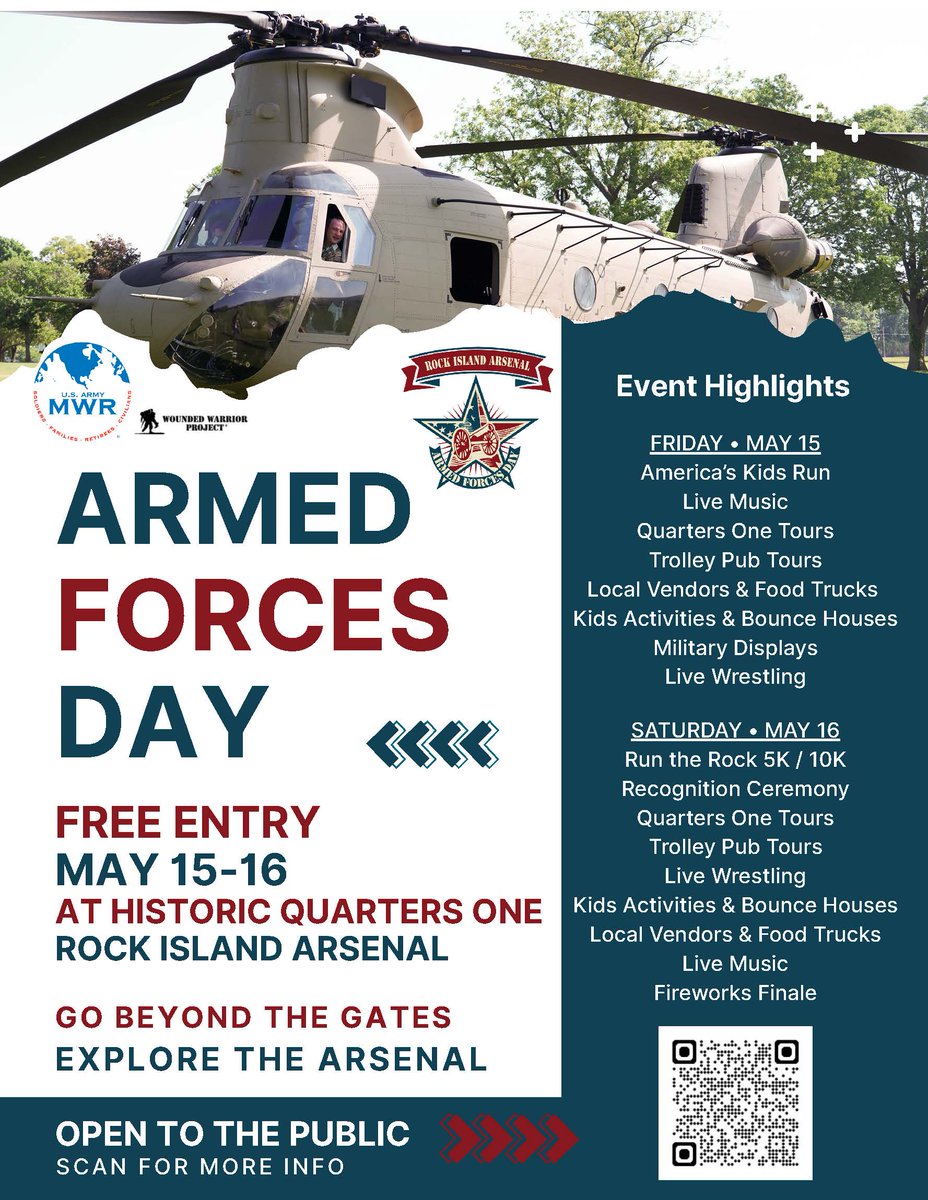 DoDMunitions's tweet image. 𝐀𝐫𝐦𝐞𝐝 𝐅𝐨𝐫𝐜𝐞𝐬 𝐃𝐚𝐲 weekend is almost here, &amp;amp; it’s your chance to 𝙍𝙪𝙣 𝙩𝙝𝙚 𝙍𝙤𝙘𝙠! Register here: runsignup.com/riaruntherock
May 15: America’s Kids Run (6:00 P.M.)
May 16: 5K &amp;amp; 10K races (9:00 A.M.)
➡️And trust us… this is just the beginning! 
#JoinUs all weekend!