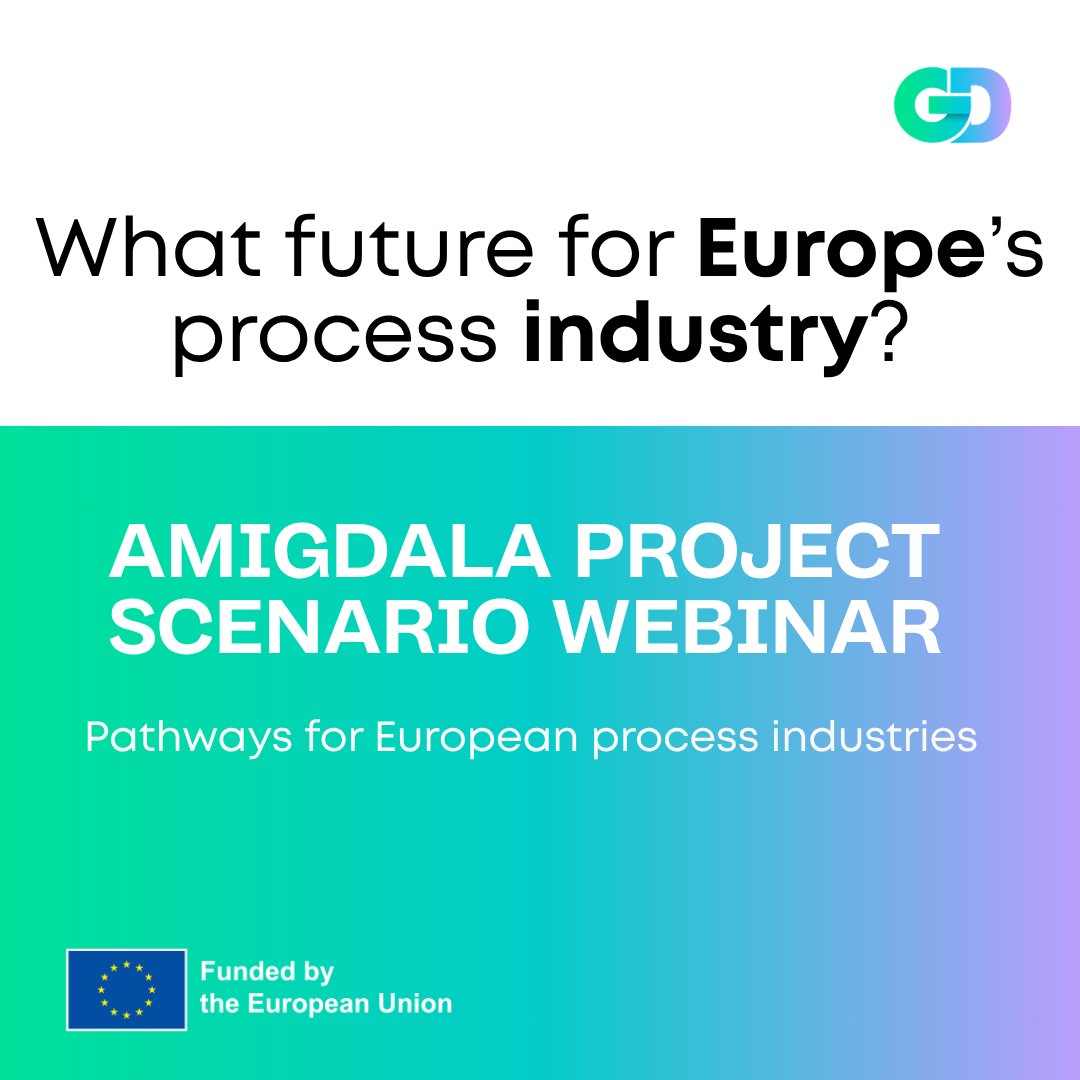 AmigdalaProject's tweet photo. 🟩The @AMIGDALAPROJECT will host a webinar to present and discuss scenario narratives for the future of Europe’s process industry.

🟦 Join the discussion on Europe’s industrial future.

🗓 5 May | 4:30–5:30 PM CET | Online
🔗Register here:
https://t.co/FQKCZPinKy https://t.co/bcpEgQG1S1
