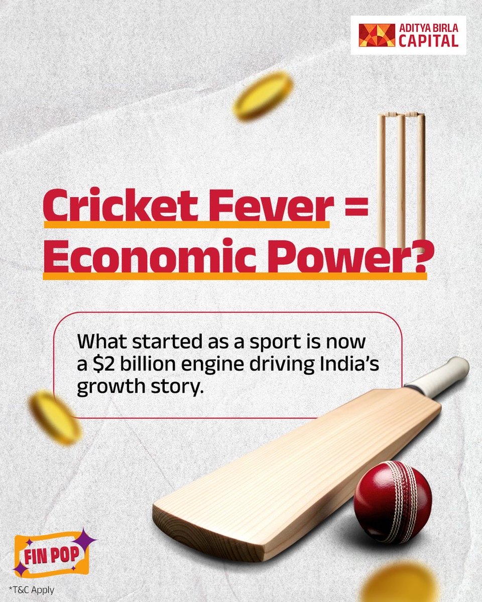abcapital's tweet photo. What do you think, has cricket become one of India’s biggest economic drivers, or is it still just a game at heart? Comment your thoughts down below!

Source: The Economic Times

#AdityaBirlaCapital #FinPop #PowerOfChoice #FinancialGoals https://t.co/jAkKzZKor3