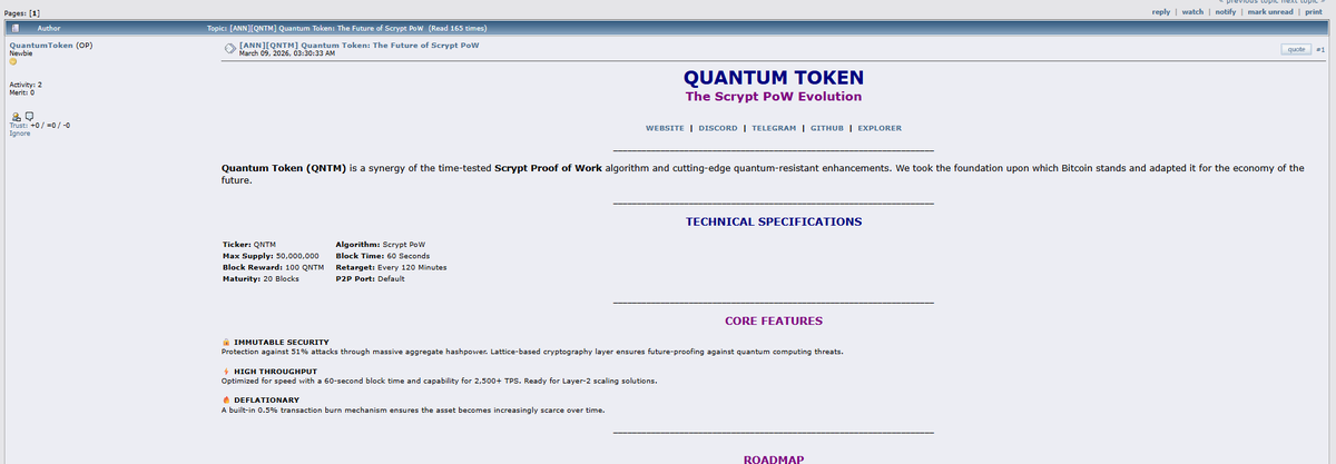 ripedevonchain's tweet photo. Today is National Quantum Day. I found a Quantum Token on Bitcointalk. 

This is the freest narrative ever to run + we never had a Quantum Coin bond EVER.

Wiki: https://t.co/fVos0wcUer

Bitcointalk: https://t.co/etoK8xrK4d

They also have a website: https://t.co/yQsL1RB3p9

Github: https://t.co/I15zS4uIv0

THEY UPDATED THE GIT 1MO AGO SO WE CAN