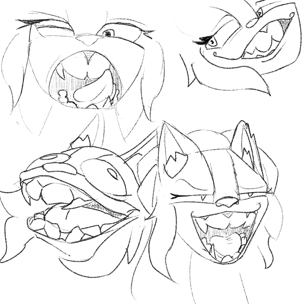 waff_woof's tweet photo. Copper showing off the Chompers - Practice sketches https://t.co/PVe3BBI6NG