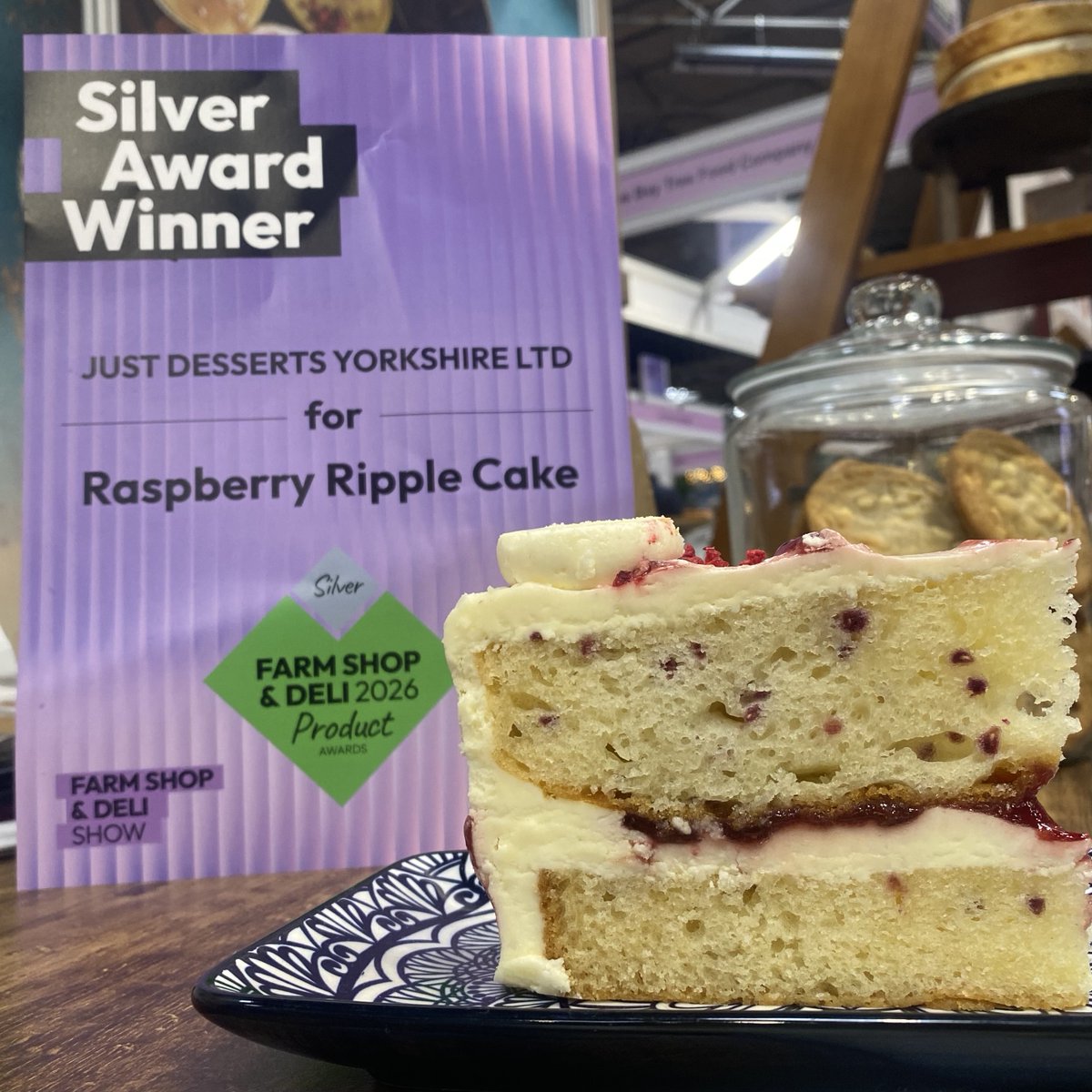 Just_desserts1's tweet image. We’re officially a Farm Shop &amp;amp; Deli Show 2026 Award winner! 🙌

Our Raspberry Ripple Cake has won a silver award this year. Fresh and handcrafted, made with you in mind.

📍Stall W151, NEC Birmingham

#farmshopanddelishow #farmshop #bakery #artisan #fsd2026 #justdesserts