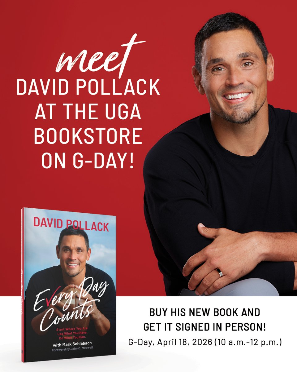 davidpollack47's tweet photo. I'll be signing copies of my new book, 'Every Day Counts,' at @UGA_BOOKSTORE this Saturday, April 18, before the G-Day game.

Come by and snag your copy, and I'll sign it on site for you. See you there! @bhpub #everydaycounts https://t.co/TMiTwUUDoV