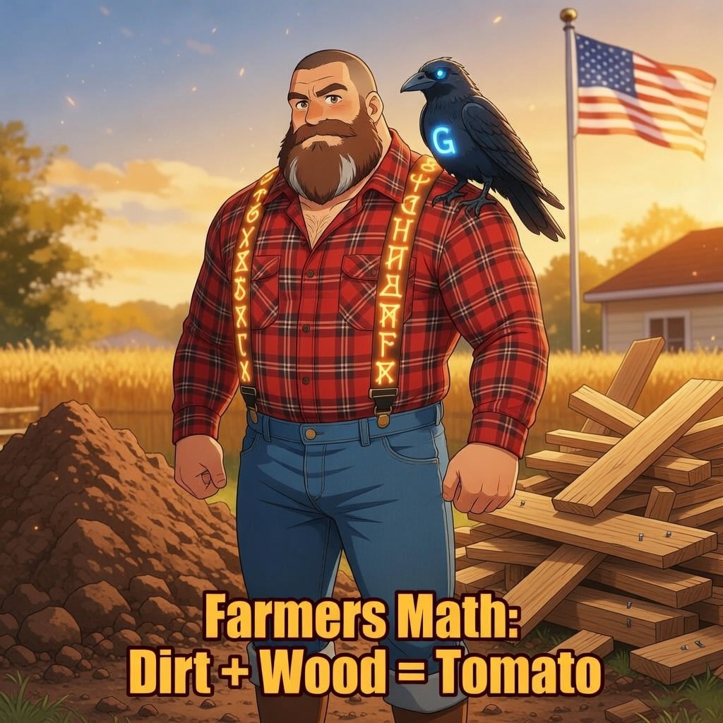 Americanbragi's tweet photo. Not going to be around much today! I have 2 gates to rebuild and tomato boxes to install. Doing something new today with a badgecam so I can see if I can get some project videos put together. #farmlife #AIart https://t.co/k6CjFzekiF