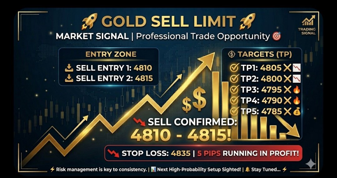 ScalpMaster_UK's tweet photo. 🚀 GOLD SELL LIMIT 🚀
📥 Entry Zone: 4810 / 4815
🎯 Take Profit:
✨ TP1: 4805 📉
✨ TP2: 4800 📉
✨ TP3: 4795 🔥
✨ TP4: 4790 🔥
✨ TP5: 4785 💰
🛑 Stop Loss: 4835
⚡️ Trade Wisely | Proper Risk Management ⚡️
#Gold #XAUUSD #ForexSignals #SellLimit #TradingStrategy #GoldMarket https://t.co/AFqOotyP2A