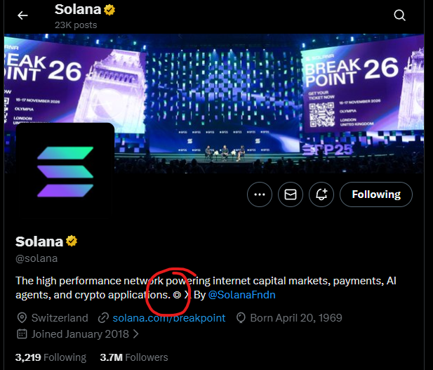 Bnb Life is at 350m and Solana literally has a cult that we have never ran properly

the old solana symbol was ◎ which literally looks like an asshole

solana spelled backwards is Analos (Anal-OS)

if this isnt coded then idk what is

it is literally in SOLANA themselves bio the