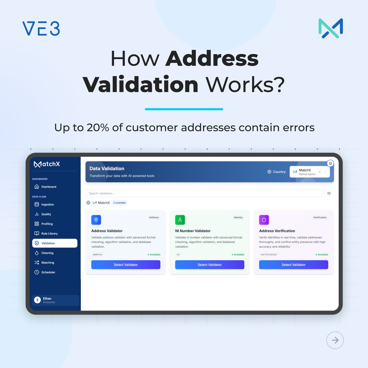 MatchX_ve3's tweet photo. Up to 20% of customer addresses contain errors. MatchX validates, standardizes, and fixes address data automatically using AI and global rules.

👉 Try MatchX: https://t.co/0QUzUp67e2

#dataquality #datavalidation #addressvalidation https://t.co/RC24hKLNns