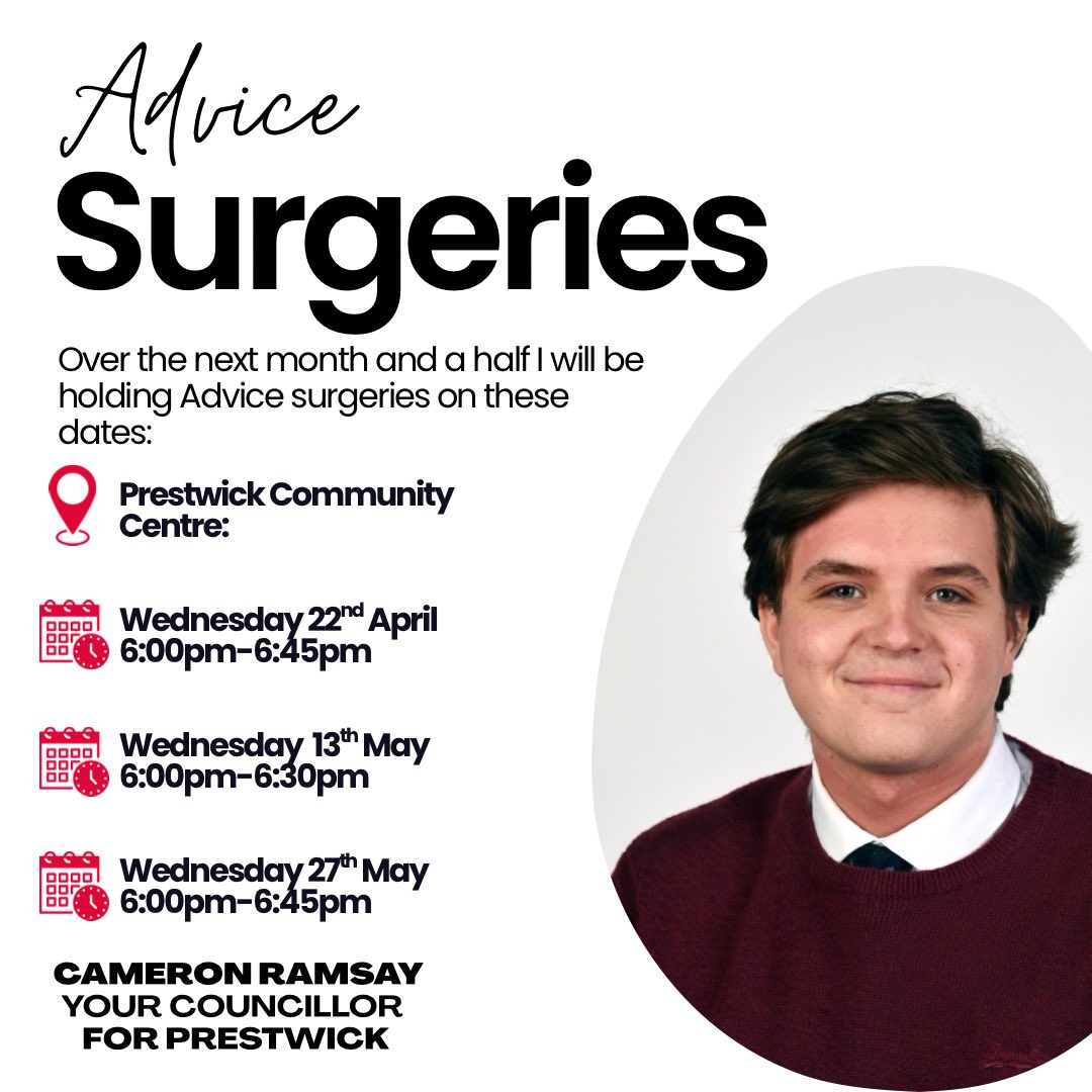 Please feel free to come along to my advice surgeries below if you are struggling with any issues or are in need of any support.