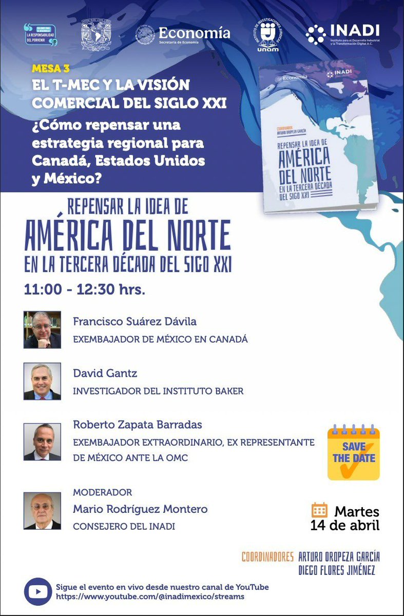 Repensar la idea de América del Norte hoy a las 11:00 horas en @inadimexico