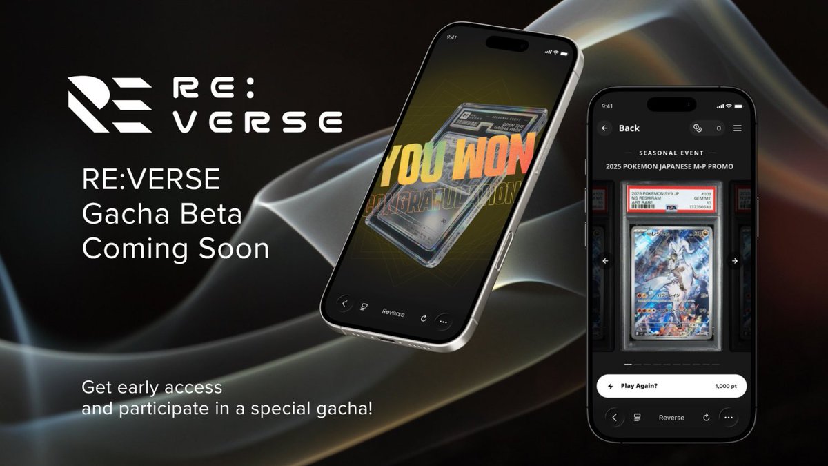 RealNadsClub x <a href="/reverse_tcg/">RE:VERSE</a> 🎴
GACHA BETA GIVEAWAY

5 lucky winners will get:
✨ Early Beta Access
🎁 Beta Gacha points equal to 1x $50 card pull value

What is RE:VERSE?
A Japan-based Web3 Pokémon card gacha project.
Pulled cards can be traded and collected as RWA NFTs, or