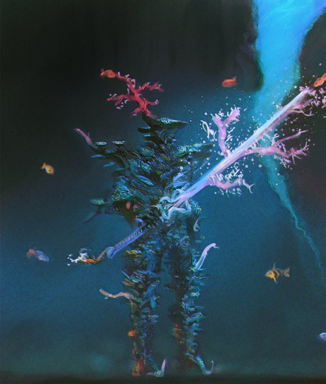 珊瑚の騎士。過去に描いた題材（2枚目）をもう一度描きました