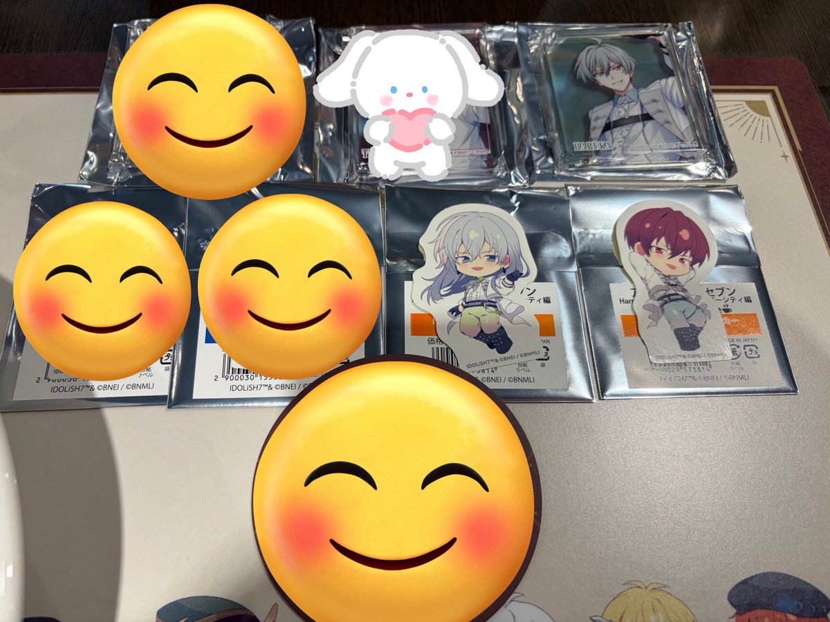 87__pon's tweet photo. 【交換】
アイナナ アイドリッシュセブン アニカフェ Harmony Lounge レインボーシティ編

《譲》
コロッタ：悠
ステッカー：千、トウマ

《求》
コロッタ：龍之介
ステッカー：百 > 龍之介

郵送希望です。
検索からもお気軽にお声掛けください。
よろしくお願いいたします。 https://t.co/GyHVjYQsnY