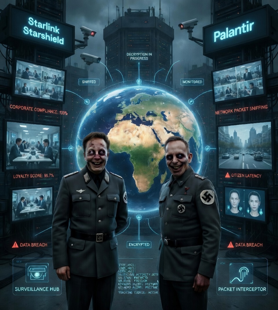 SRAntiFascism's tweet photo. @SR_AntiFascism @cideral4 @lingerence @Antifaxismoa @DTAnalytics @DLamontJenkins @JaworznoAntifa @DownTheBastards @TorchAntifa @channel__3 @anpilondon @ReichlinMelnick @AmieVarley @VassilisTsarnas @EnviroEdgeNews @CapoOrsoInPiedi @DennisGoris @birgitomo @ultras_antifaa @OccupyLondon @mossrobeson__ @HavryshkoMarta @GovPritzker @IREHR @I_amMukhtar @gilduran76 @CREWcrew @LincolnSquareHQ @elonmusk @PurgePalantir @GoodLawProject @GraffitiRadical @dburghart @altrella_l @newrepublic @TheTNHoller @FreedomofPress @UR_Ninja @AmnestyTech @AltMediaWatch @propublica @MYANC @CyrilRamaphosa @PR_Paul_BIYA @PRC_Cellcom @KagutaMuseveni @jlprdeangola @PR_Diomaye @POEthiopia @africatodayMG #NeoNazi Elon wants Nazi Control
AI Mass Network Surveillance
over as much of 🌐 Internet as
he can force, esp. in #Africa,with #Starlink
[&amp;also #Starshield🌐spying*]
Stolen Data that Musk will
feed to Thiel #Palantir #NeoNazis,
despite Telecom Regulations
https://t.co/ChjNAvF4WO https://t.co/XqgnY2rFwg