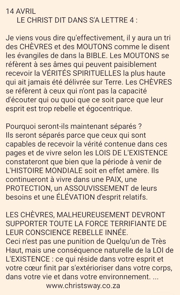 MaintenantEt's tweet photo. #LesLettresDuChrist
#Lettre3
#14avril
#ConscienceChristique
#VoieChristique
#Christ
#LeChristRevient https://t.co/FXUiq0yhFk
