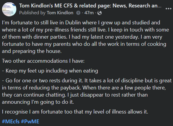 TomKindlon's tweet image. A post on my dinner party yesterday for what it is worth

#MEcfs #PwME
