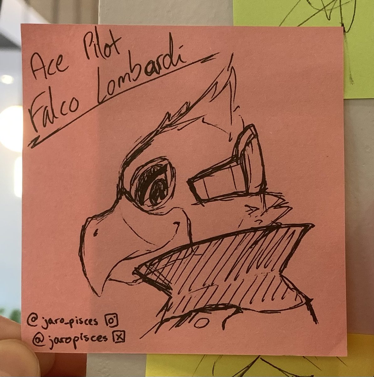 jaropisces's tweet photo. had to draw my favorite ace pilot to pin him at my college's boba shop🙂‍↕️🫡 https://t.co/Lx3uo5X2d9