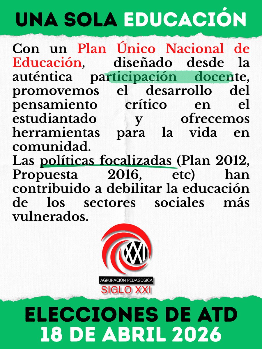 A ella podés sumarle las siguientes listas departamentales:
105 en Montevideo
108 en Flores
109 en Salto
114 en Canelones
117 en Colonia
120 en Lavalleja
124 en Rocha
125 en Maldonado

No dejes de participar
Tu voto cuenta
(3/3)

#ATD2026 
#ATDSecundaria 
#AsambleaTécnicoDocente
