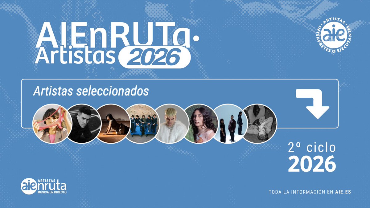 🚨✨ ¡YA TENEMOS SELECCIONADOS! ✨🚨

🎶🔥Te presentamos a los artistas y bandas que harán vibrar el 2º ciclo de #AIEnRUTaArtistas 2026.
Prepárate para una mezcla brutal de estilos, energía y unos directos que no vas a olvidar🎤⚡

¿Listo para descubrir quiénes son? 👇

Alondra