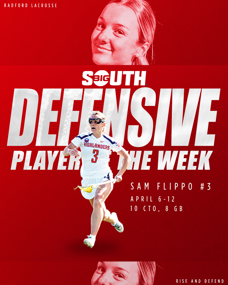 RadfordWLAX's tweet photo. β¨ππππ-ππ-ππππβ¨
Sam Flippo repeats as @BigSouthSports Defensive Player of the WeekβοΈ
π°: https://t.co/yR6kQadDOl
#WantItMore | #RiseAndDefend https://t.co/vEXhMnYpSP