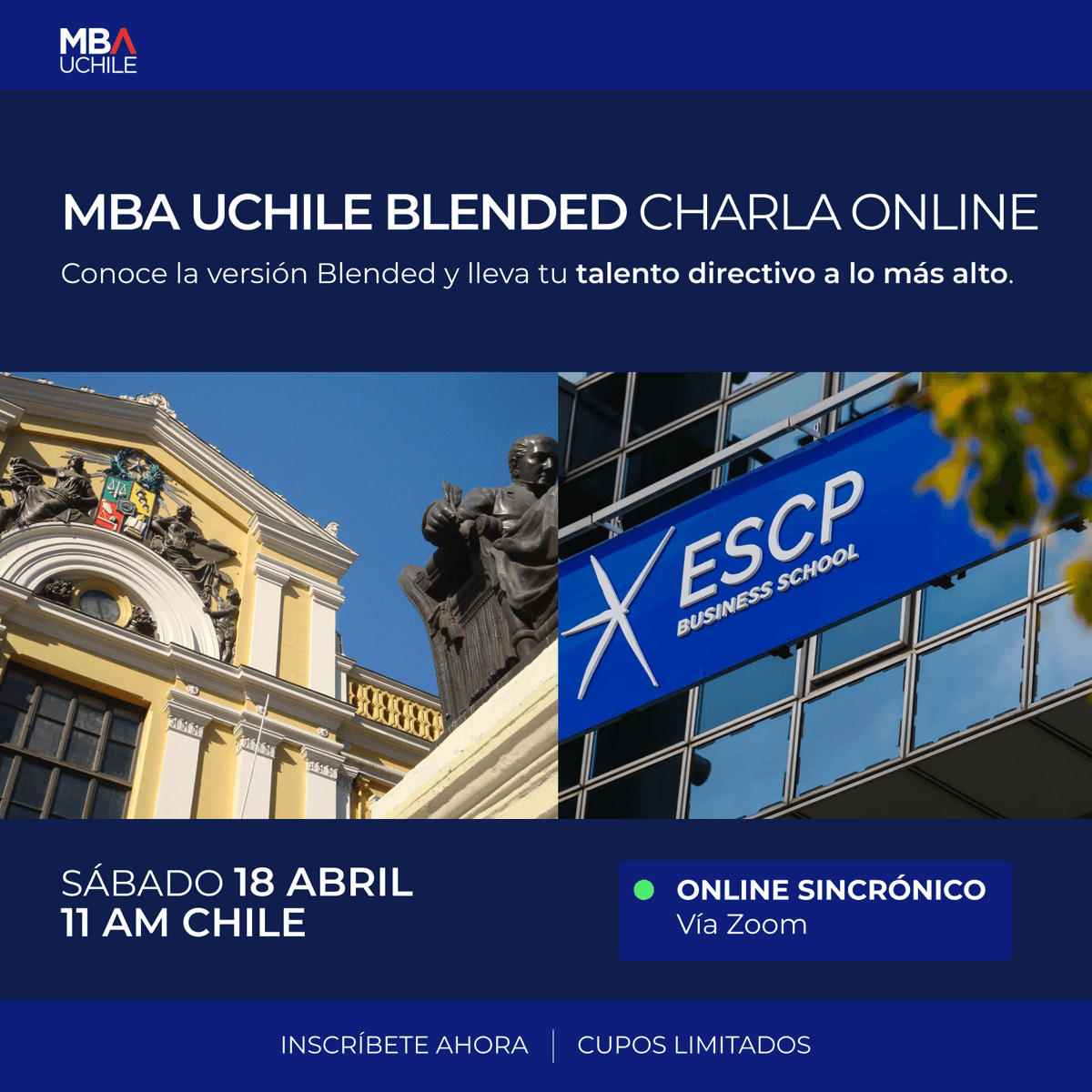 mbauchile's tweet photo. ¿Quieres conocer cómo llevamos tu talento directivo a lo más alto? 🚀 

🤓 Conéctate para conocer la experiencia del MBA Blended con nuestros graduados David Acuña y Lucía Gualy. ✨ 

📆 18 de abril
⏰ 11 am de Chile
💻 online

👉 ¡Reserva tu cupo en https://t.co/DsM5qEDolg! https://t.co/R0q11ZhaRY