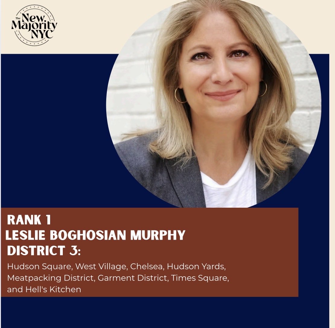 NewMajorityNYC's tweet photo. Our members have voted!
Final rankings for NYC Council District 3:
1️⃣ Leslie Boghosian Murphy
2️⃣ Lindsay Boylan
3️⃣ Layla Law-Gisiko
Let’s get to work → danielle@thenewmajoritynyc.org to join a shift 💪 https://t.co/oTE67P56Bu