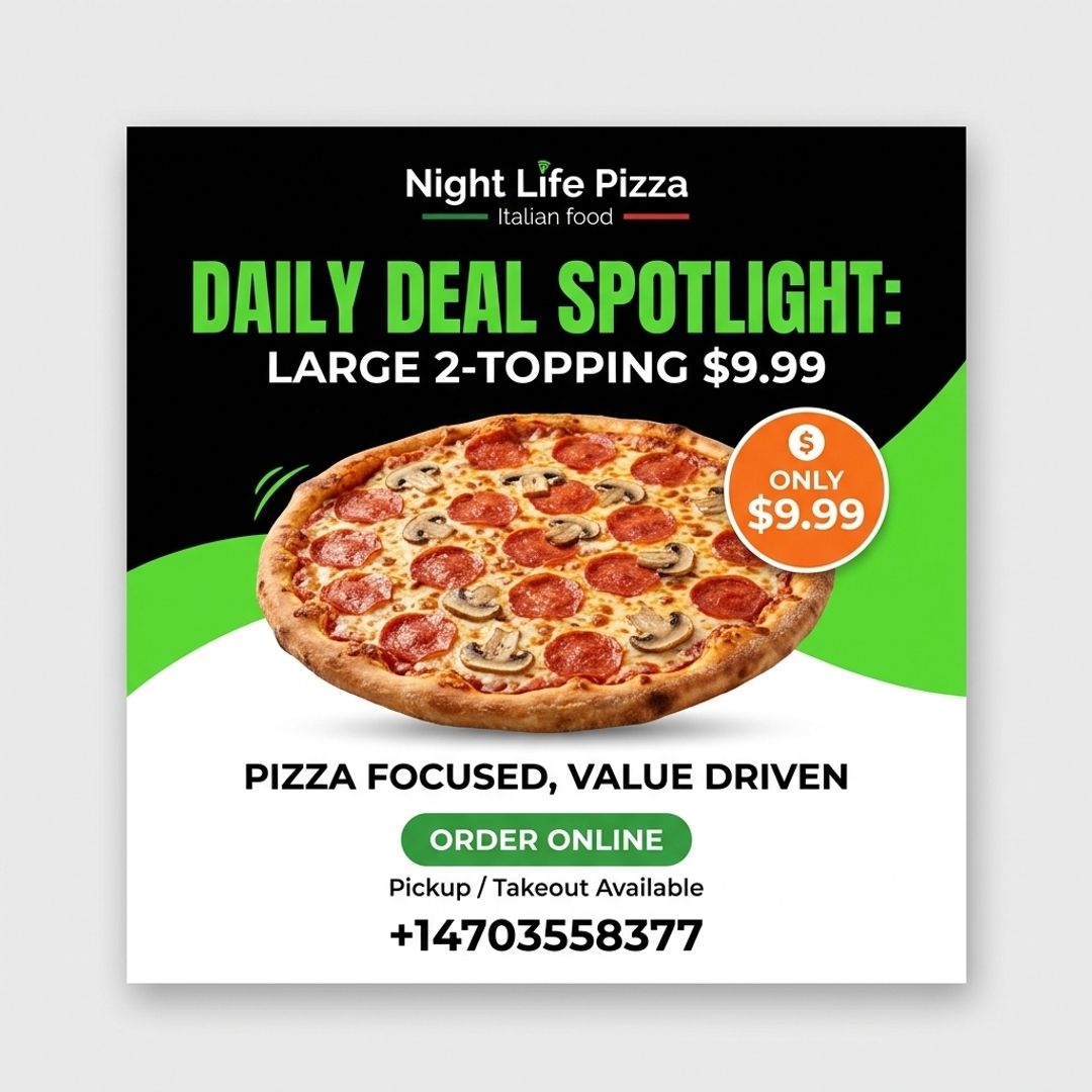 LifeNight55796's tweet photo. Grab our Large 2‑topping pizza for $9.99—big flavor, bigger savings, the taste that you deserve. #NightLifePizza #PizzaDeal #DinnerDeal #PizzaTime #ItalianFood #ValueMeal #FreshBaked https://t.co/C1PdLOEYgw