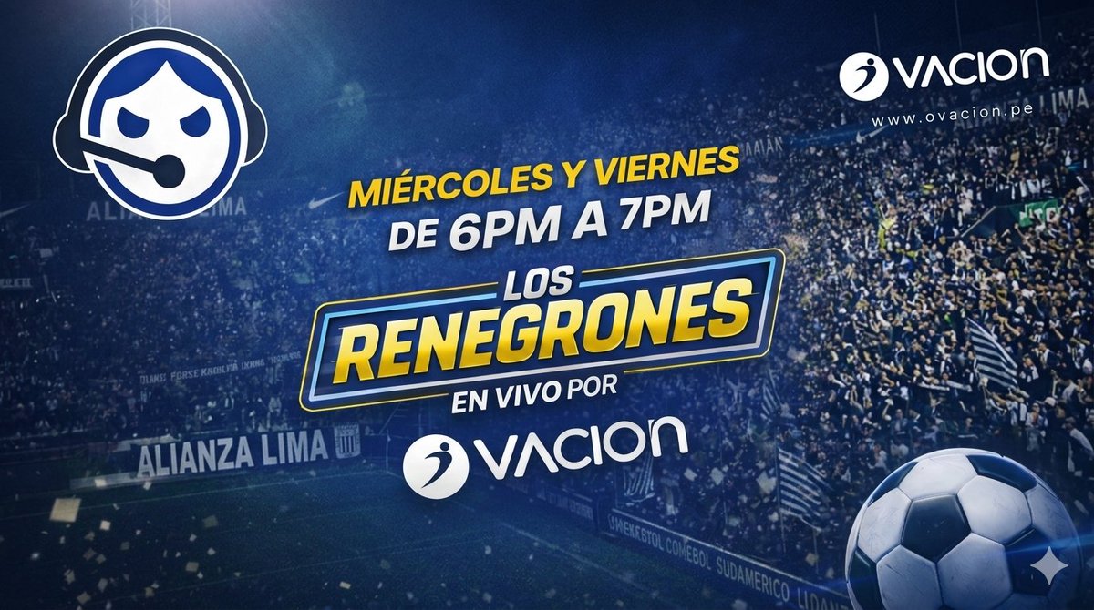 🚨ATENCIÓN COMUNIDAD BLANQUIAZUL🚨

Desde esta semana, <a href="/losrenegrones/">LosRenegrones</a> se emitirá en vivo todos los miércoles y viernes a las 6pm desde los estudios de <a href="/ovacionweb/">Ovacion.pe</a> 

Ahora, todo el pueblo grone podrá seguir el programa por las redes y canales de <a href="/ovacionweb/">Ovacion.pe</a>.

#DeHinchasparaHinchas