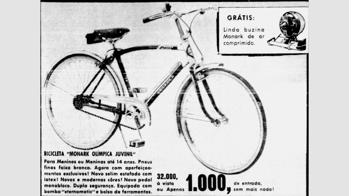 MonarkSA's tweet photo. No #TBT de hoje, relembramos esse nosso anúncio com todos os detalhes que tornavam nosso modelo Olímpica Juvenil, único- um verdadeiro ícone! ✨
#bicicletasmonark #monark #bike #bicicleta #ciclismo #mobilidade #amopedalar #pedalar #esporte #bicicletaantiga #vintage #ciclismoretro https://t.co/g0PDxHKOOf