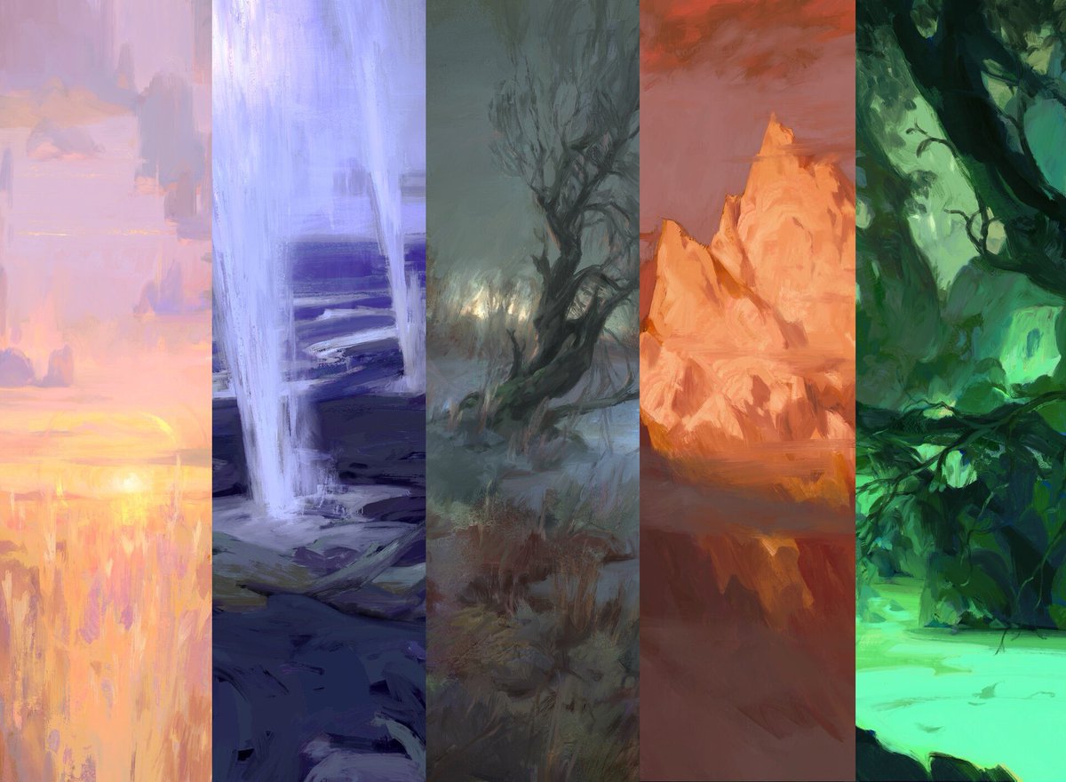 FAHerold's tweet image. The basic land mockups I also used to apply to Magic, among other pieces!
More in the comments -&amp;gt;
