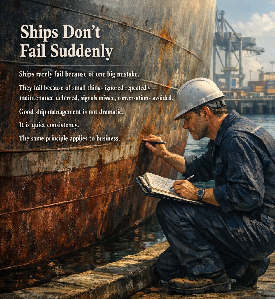 dearsrinivas's tweet photo. Good ship management is not dramatic. 
It is quiet consistency. https://t.co/XwnoM54gwc