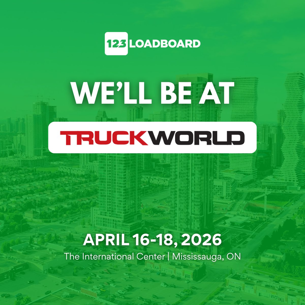 We're heading to Truck World Show 2026! 🚛

Our team will be in attendance at The International Center in Mississauga, ON from April 16–18.

If you're going too, come say hi! 👋

#TruckWorld2026 #123Loadboard