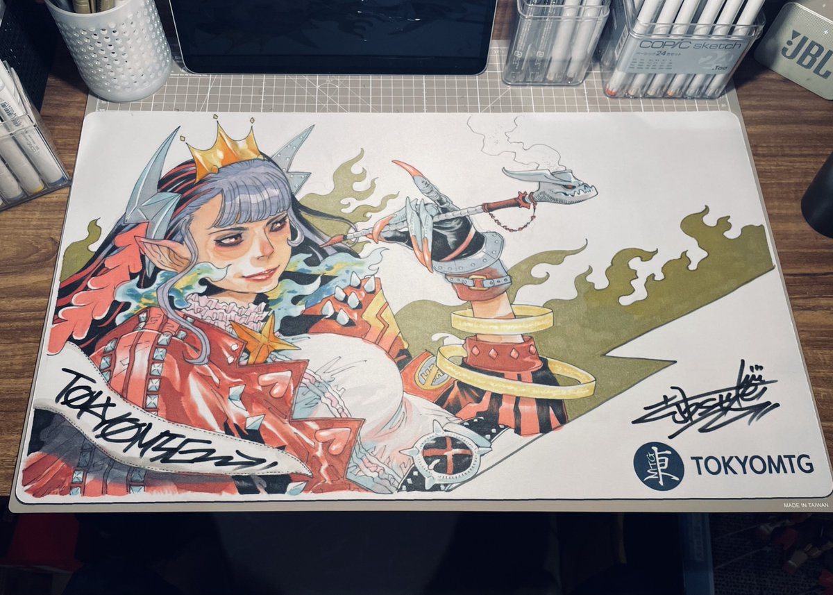 裂け目の突破　オリジナルアーティストRandy Vargas氏手書きプレイマット 裂け目の突破 オリジナルアーティストRandy Vargas氏手書きプレイ