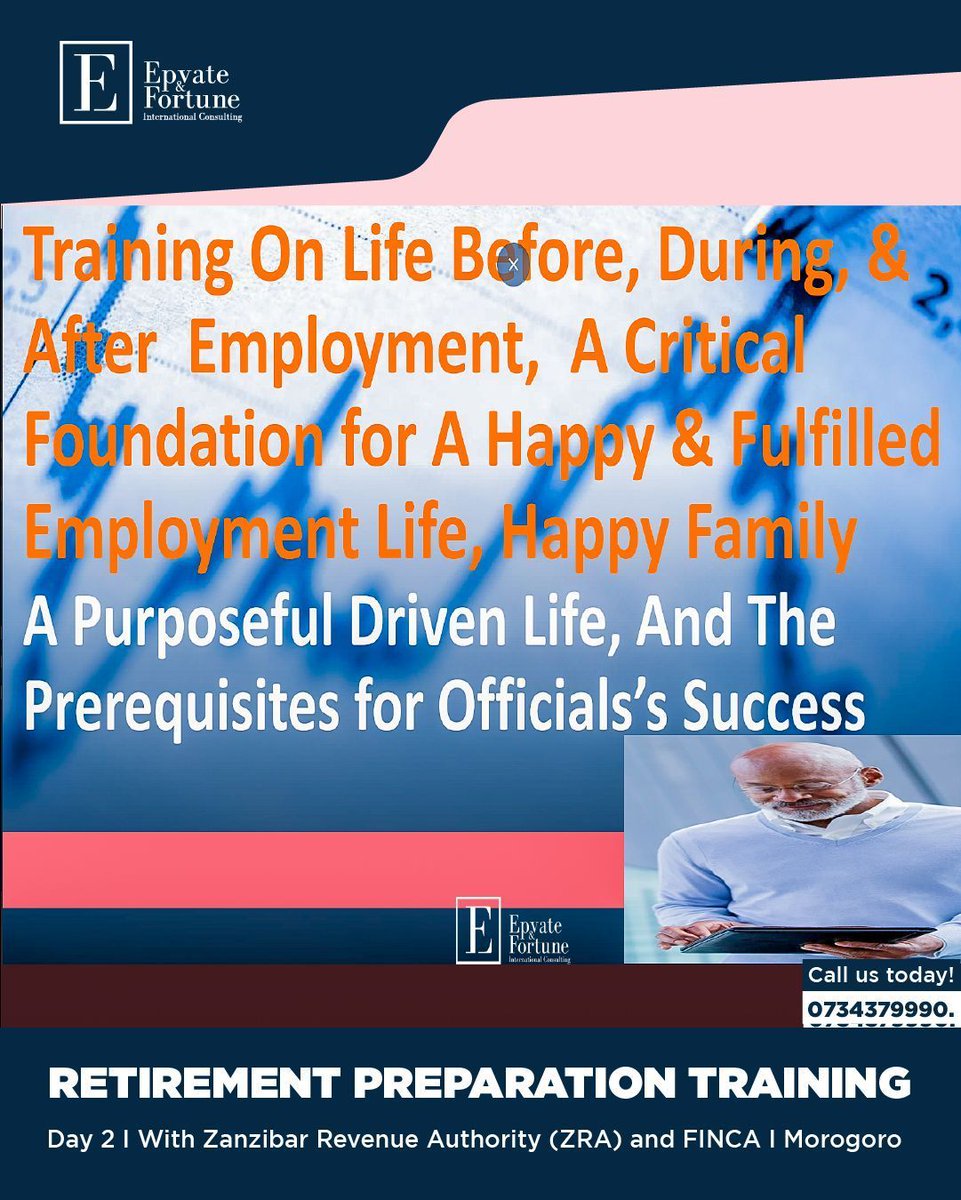 epvatefortune_'s tweet image. DAY 2 – Retirement Planning Training with Staffs from the Zanzibar Revenue Authority (ZRA) and FINCA

Ready to prepare your team holistically?
📞 Call/WhatsApp: +255 734 379 990
📧 Email. info@epvate-fortunetz.com

#EFIC #DayTwo #RetirementPlanning #EmotionalIntelligence #Wosia