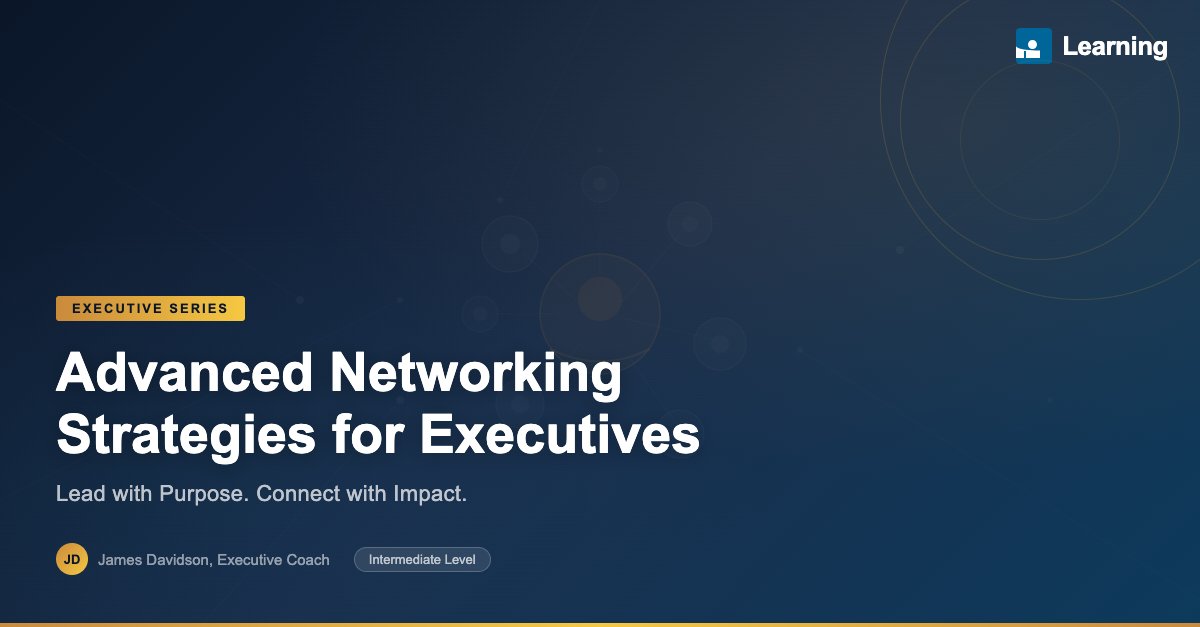 CryptoWXM's tweet image. Just designed a LinkedIn Learning course thumbnail for "Advanced Networking Strategies for Executives" 🎓✨

Executive-level networking course: Lead with Purpose. Connect with Impact.

#LinkedInLearning #ExecutiveCoaching #Networking