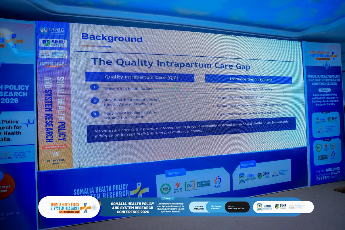 aasiyahusein's tweet photo. Multilevel Determinants and Spatial Distribution of Quality Intrapartum Care in Somalia: Evidence from a Nationally Representative Survey

#SHPSTR2026 #UHC #SomaliaHealthPolicy #HealthSystemsResearch
#BiciidCenter #SomaliCulture https://t.co/bffPAVWoos