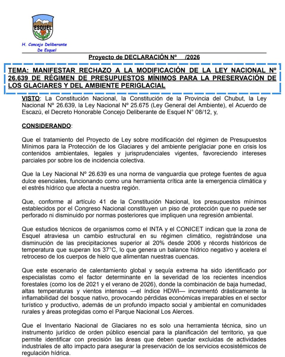 PjHcde's tweet photo. La Ley de Glaciares protege nuestras principales fuentes de agua dulce y establece criterios científicos para su preservación. Ante posibles retrocesos, expresamos nuestra preocupación y rechazo a cualquier intento de modificación. https://t.co/41tHczpzXP