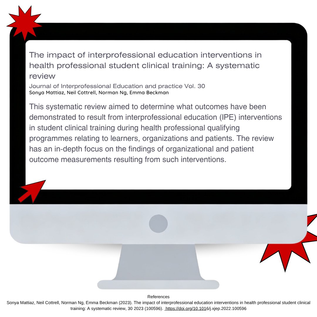 ipe_ttuhsc's tweet image. This article highlights the impact of interprofessional education interventions during health professional students! #IPE #ResearchInAction 

doi.org/10.1016/j.xjep…