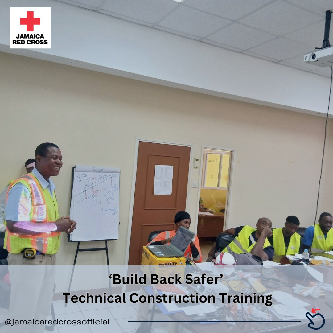 Jamaicaredcross's tweet photo. Recovery after Hurricane Melissa means building safer for the future.
Through our Build Back Safer initiative, we’re strengthening communities w/ awareness‑raising & technical construction training to support safer roofs & stronger homes. #BuildBackSafer #JamaicaRedCross https://t.co/fgSUAPmryU