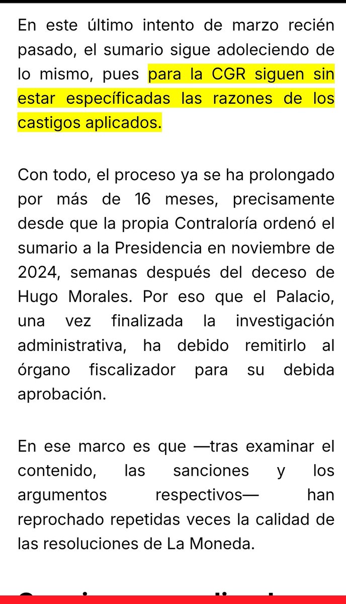 rectaprovincia's tweet photo. Tercer sumario presentado por el gobierno de Boric sobre la muerte de gasfiter de La Moneda Hugo Morales que es rechazado por Contraloría. Indagatorias incompletas,no ajustada a derecho y lo peor sanciones que no justificaron. O sea sancionaron a alguien/es y no te dicen por qué. Están ocultando algo.