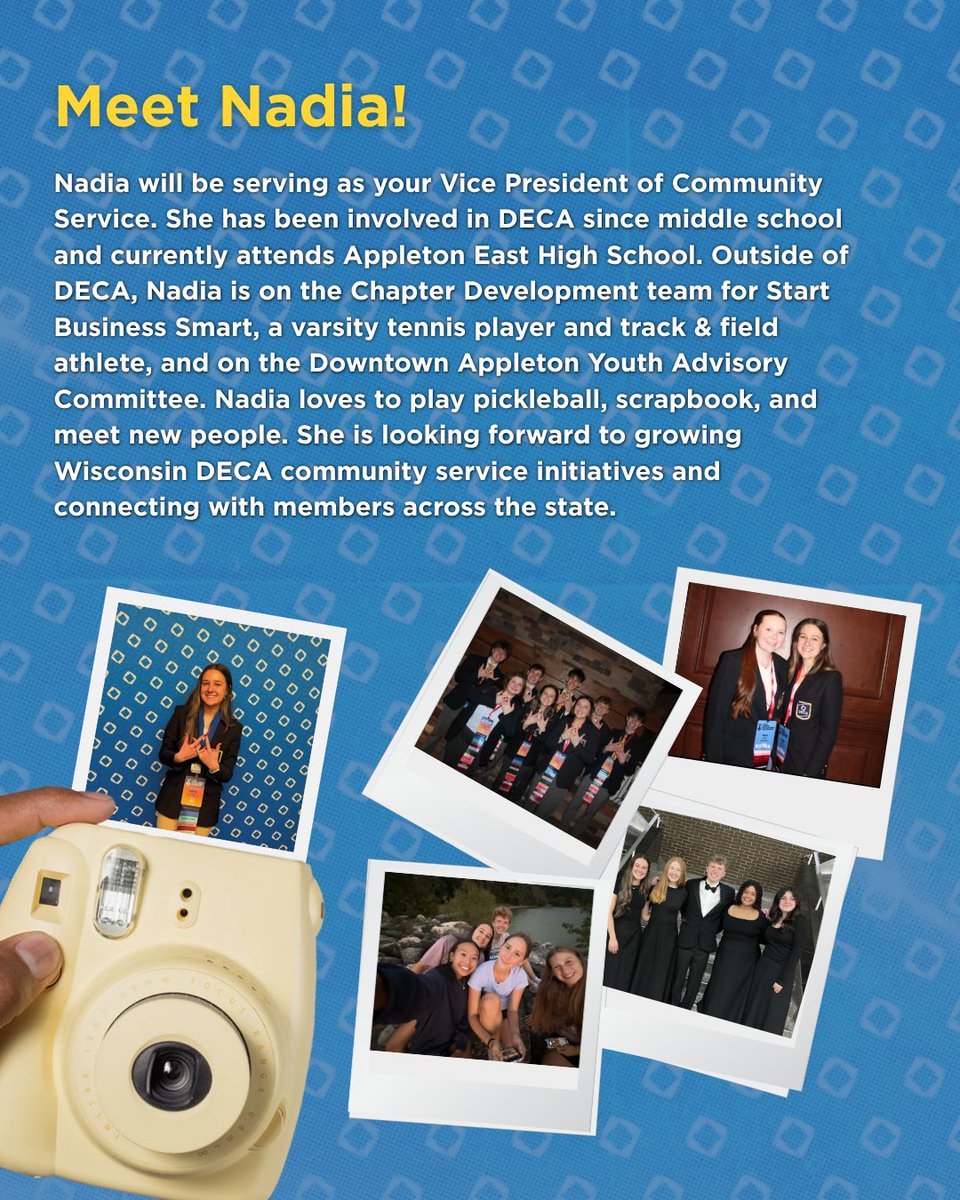WI_DECA's tweet image. Next up, let us welcome Nadia Bayer, your new Vice President of Community Service for Wisconsin DECA! 🔷👏

#wideca #team61 #nextbigthing
@DECAInc
@AEastDECA