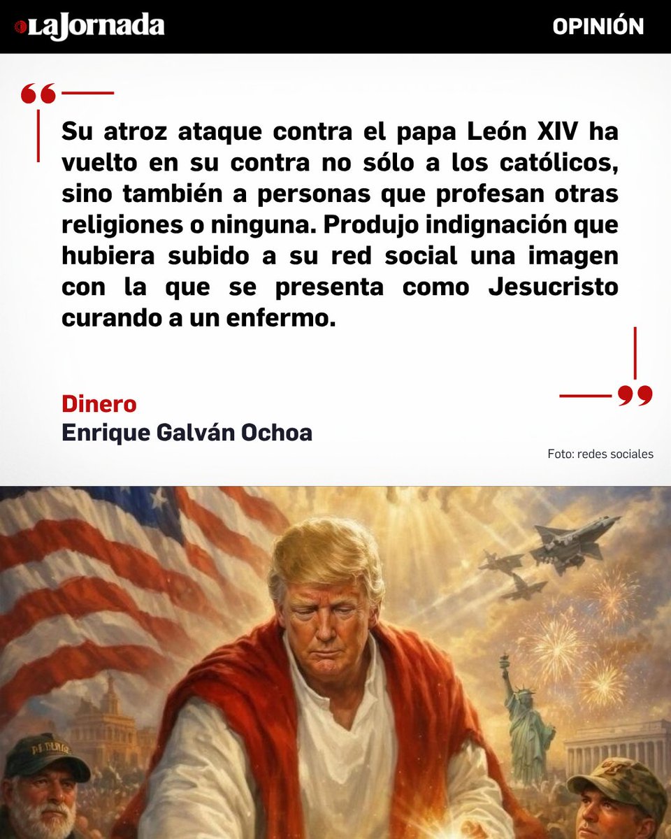LaJornada's tweet image. #Dinero, columna de @galvanochoa

12 de abril de 2026. Anote esta fecha como la del probable principio del fin de la carrera política de Donald Trump. Ya sea porque en las próximas semanas los congresistas demócratas sumen los votos que necesitan de los republicanos para