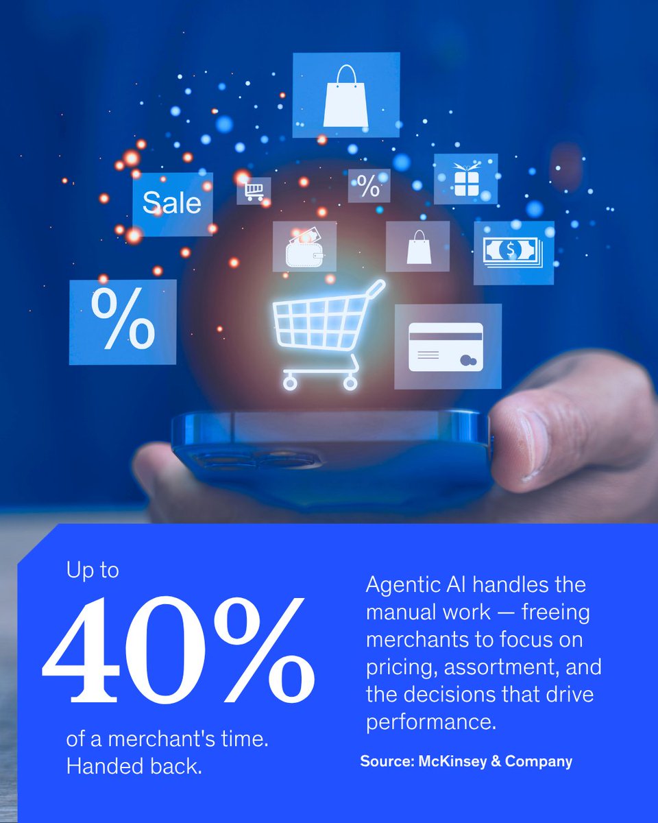 Retailers could reclaim up to 40% of their time by offloading manual, repetitive tasks to agentic AI and devoting that time to strategic activities instead.

Learn more about what  it takes to translate that potential into performance.  mck.co/4cb5Nyd