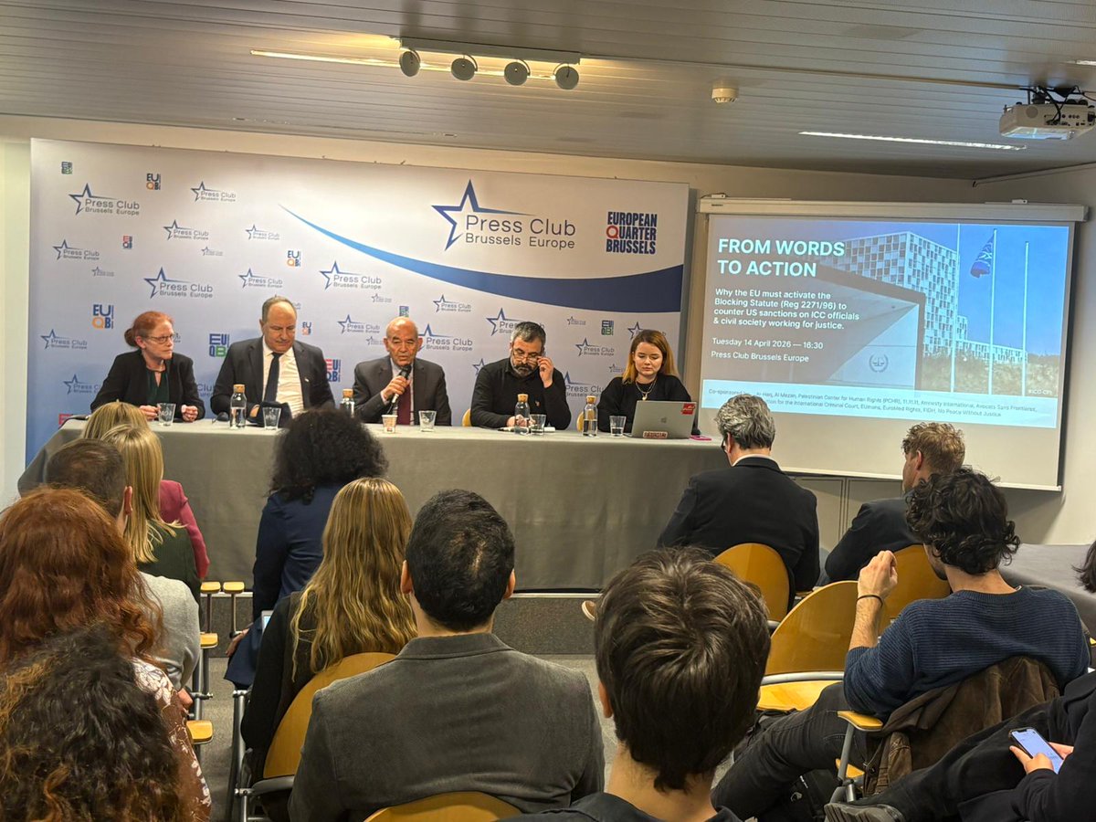 EuroMedRights's tweet image. 🚨Happening Now: Press Conference

Why the EU must activate the Blocking Statute (Reg 2271/96) to counter US sanctions on #ICC officials and civil society working for justice.

📍 Press Club Brussels